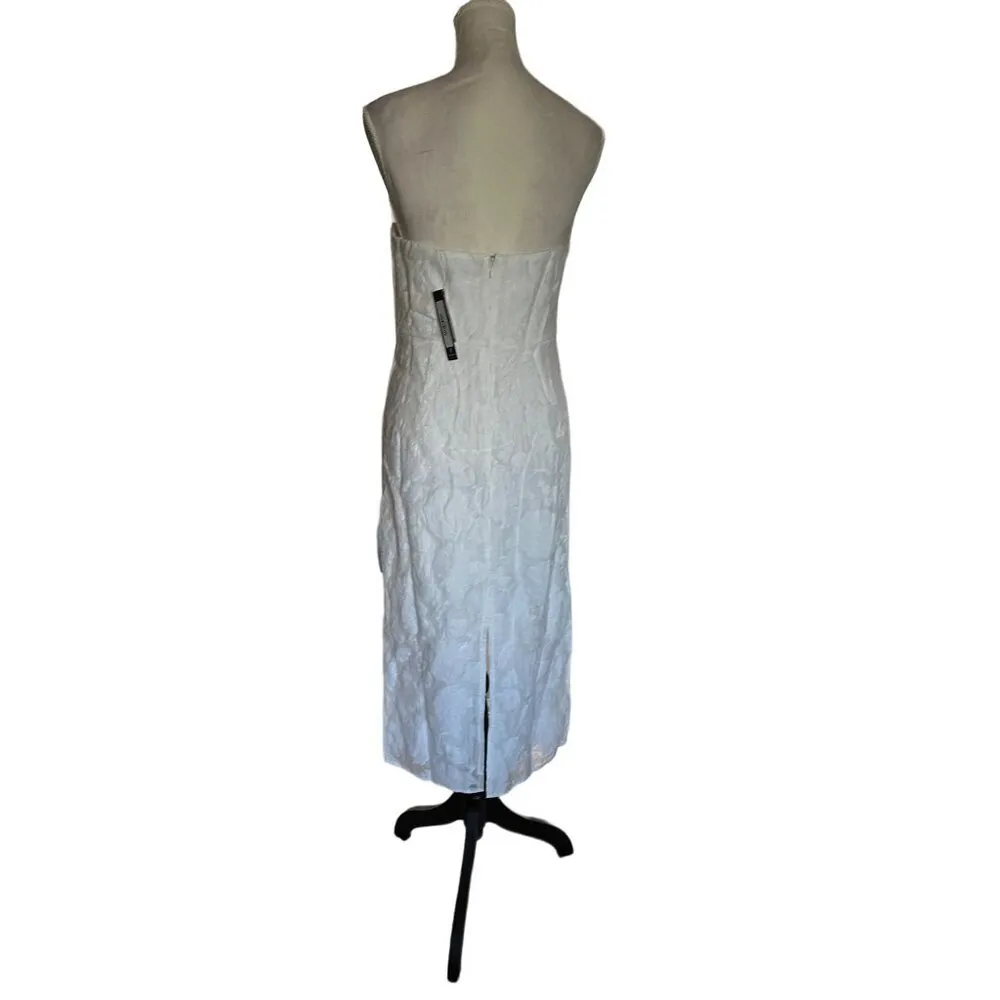 Lulus From this Day White Floral Jacquard Strapless Midi Dress Size L NWT Bridal Size L - Image 2