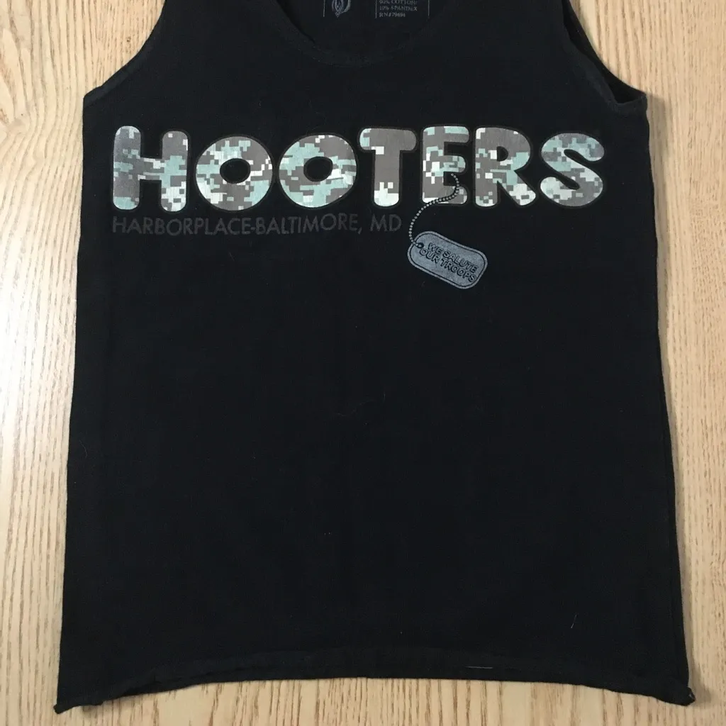 B71 Hooters Rare Military Camo Uniform Tank from Baltimore MD Stretchy Size Xs - Image 2