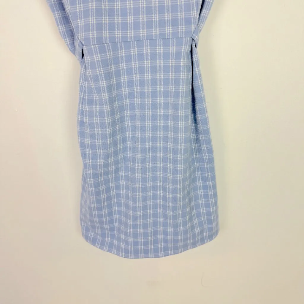 Brandy Melville Blue Plaid Leanne Dress Flannel Short Sleeve One Size Fits Most - Image 10