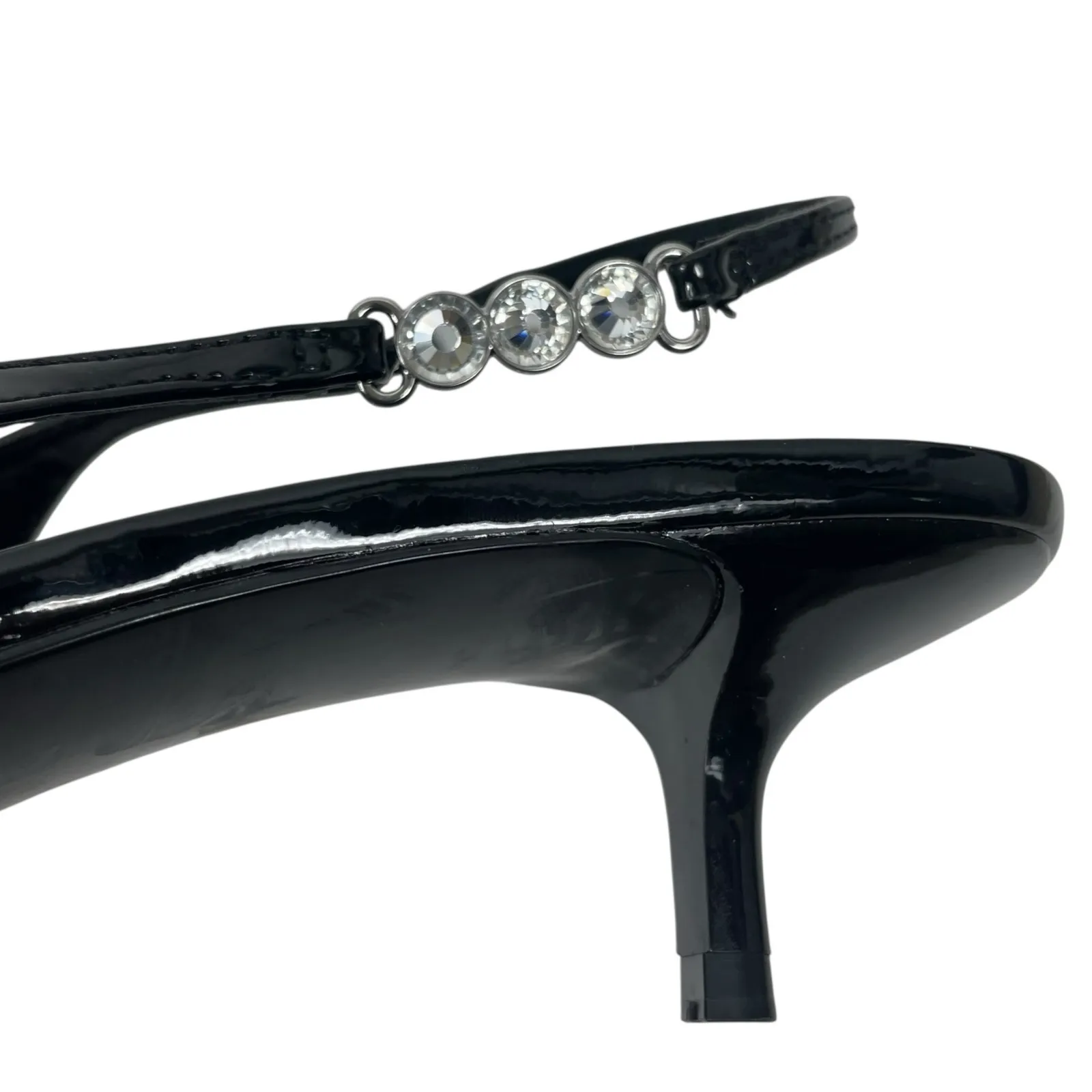 Mango MNG Rhinestone Slingback Kitten Heel Pump Black Size 40/ US 9 - Image 11