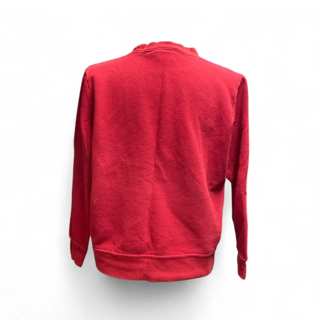Womens Vintage Red Christmas Embroidered Crewneck Sweatshirt Size Medium - Image 4