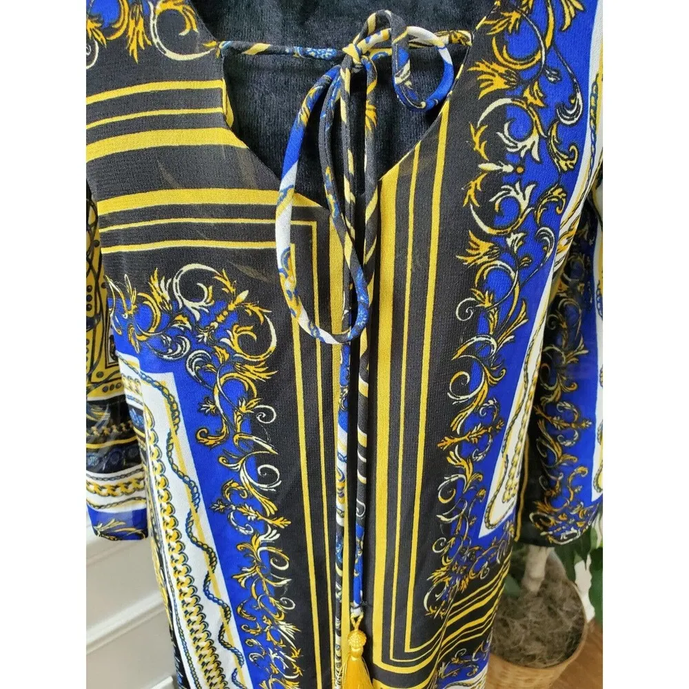 Violet Sky Women's M Bathing Suit Beach Cover Blue and Yellow Funky Patterns Size M - Image 4