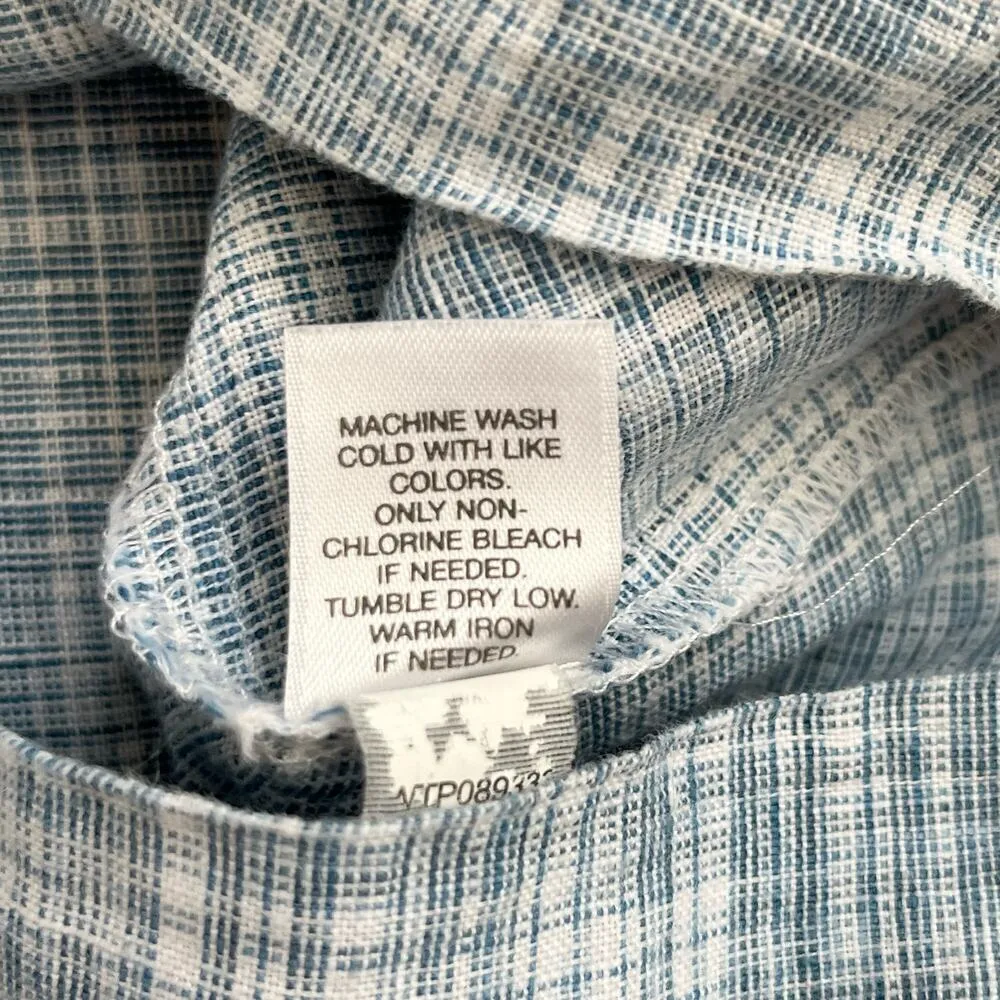 J.Jill Pure Jill Linen Sleeveless Tunic Top‎ Wrap Front in Blue White, XS Petite - Image 12