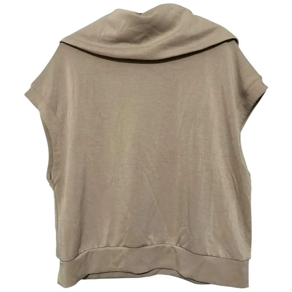 Bailey 44 Women’s Size L Nude Tan Spread Neck Half Zip Short Sleeve Sweatshirt - Image 2
