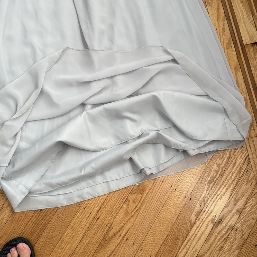 Revelry Strapless Chiffon Gown Sz 4 Light Grey Bridesmaid Formal Dress Gray - Image 9