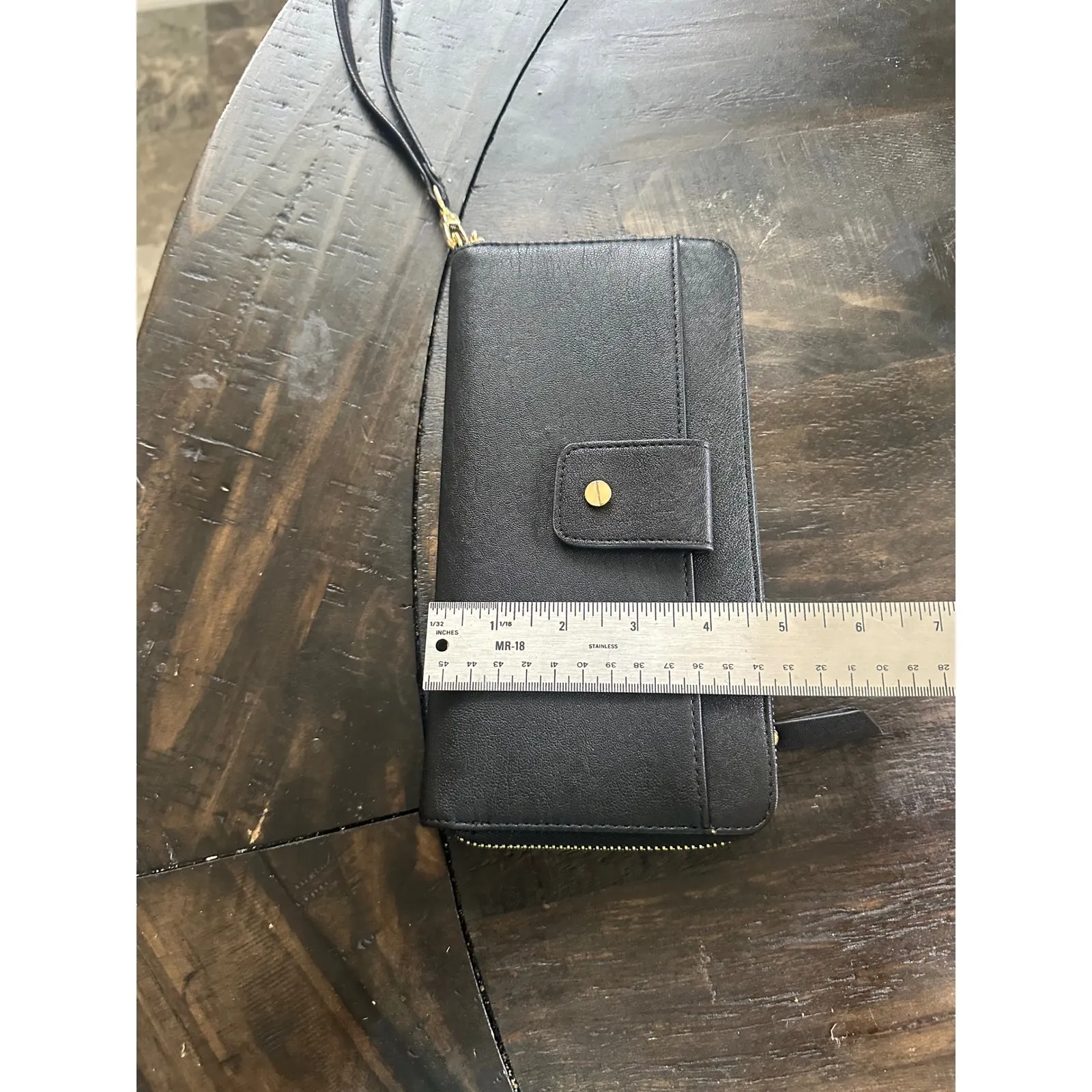 Madison West - Black Faux Leather Wristlet Wallet Organizer with Gold EUC - Image 13