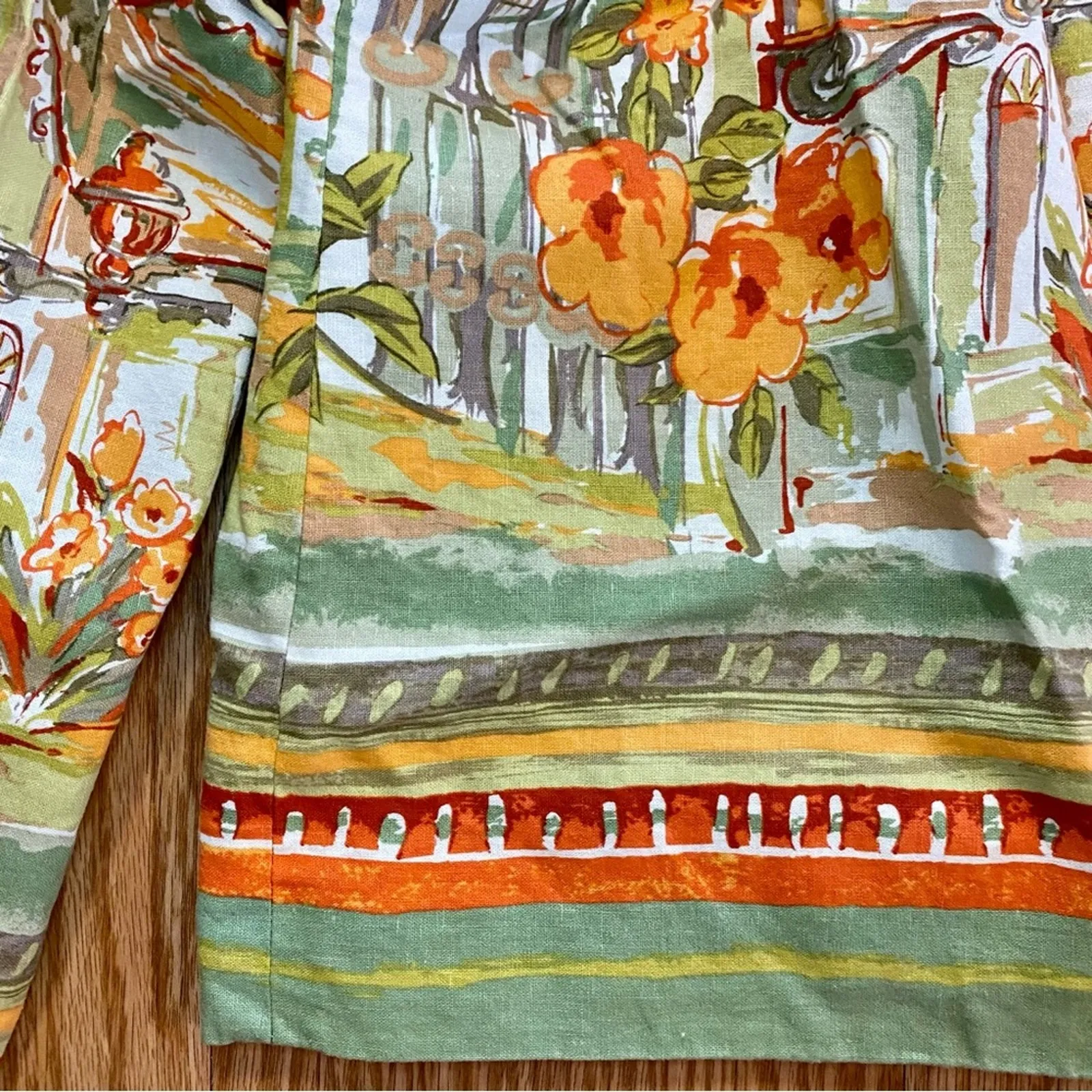 Coldwater Creek Villa Cityscape Blue Retro Linen Jacket Shacket Womens Small - Image 5