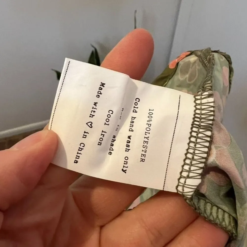 VRG GRL Green Hippie Retro Floral Silky Open Back Mini Dress NEW - Image 7