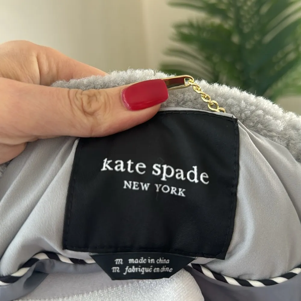 KATE SPADE NEW YORK Longline Quilted Parka With Faux Fur Trim-Light Grey,M, $548 - Image 6