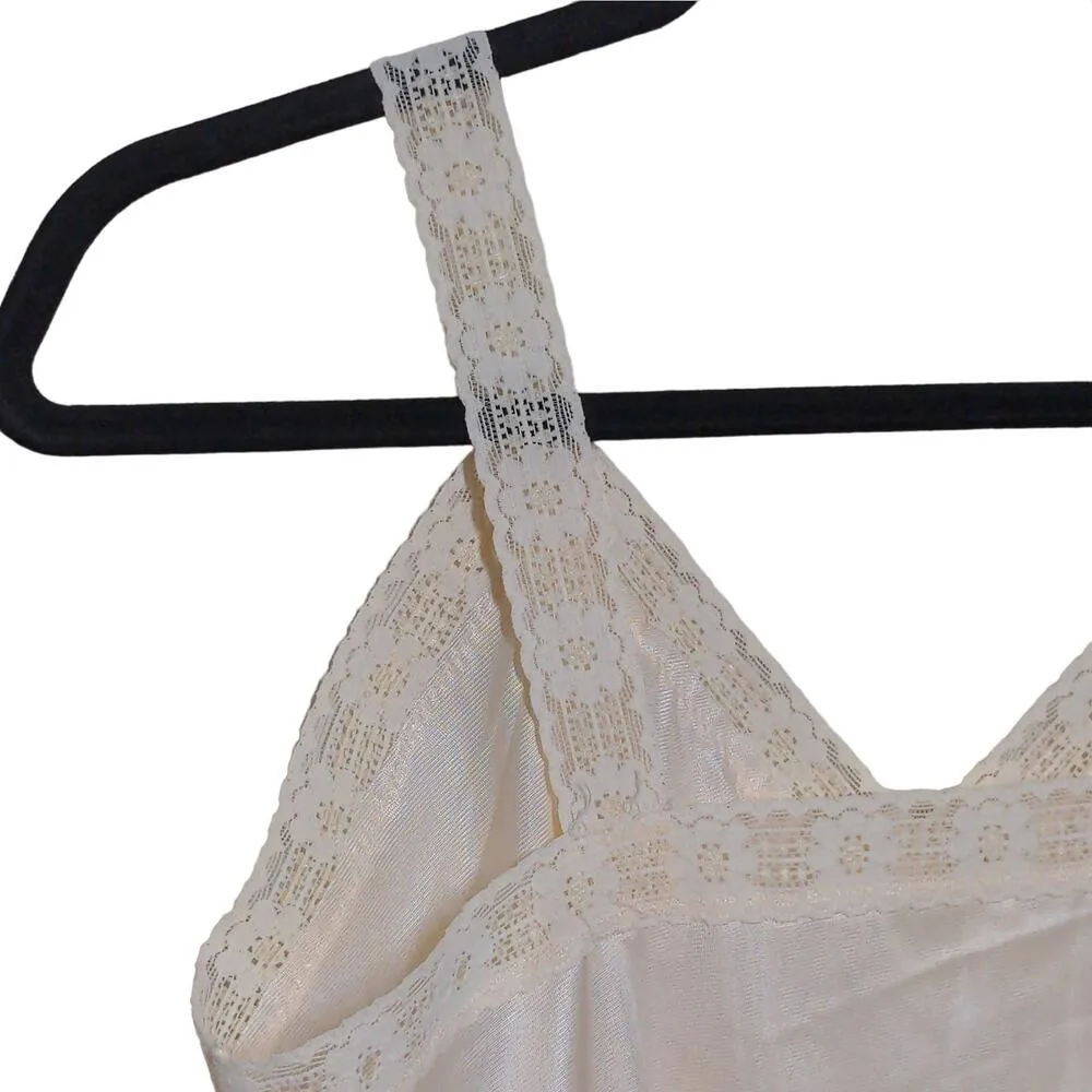 Vintage Bradley Cream Full Slip Slipdress Lace Trim VTG Size 36 (approx. M) - Image 10