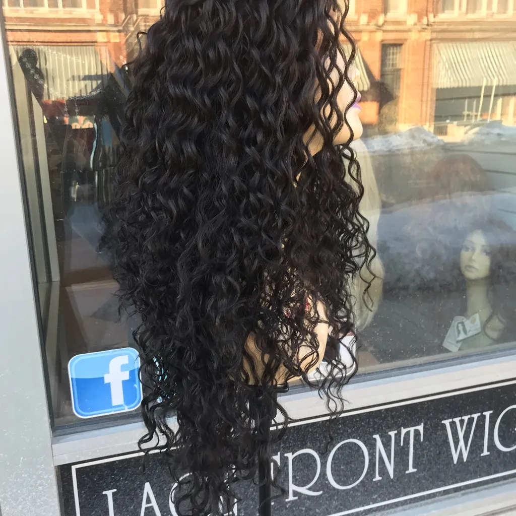 Dark Long curly Swiss lace Freepart Wig Brown Size 30 - Image 4