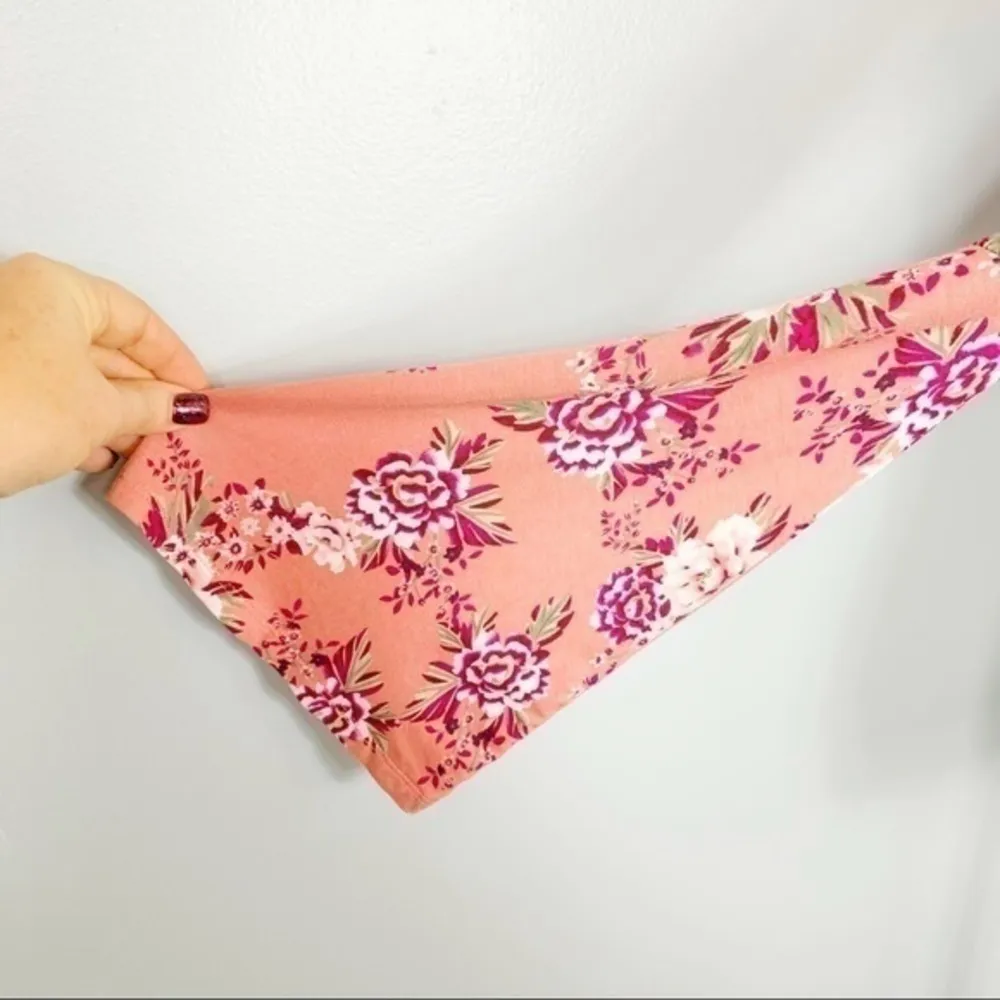 Ultra Flirt NEW Coral Floral Off Shoulder Peasant Sleeve Blouse Top Size M - Image 3