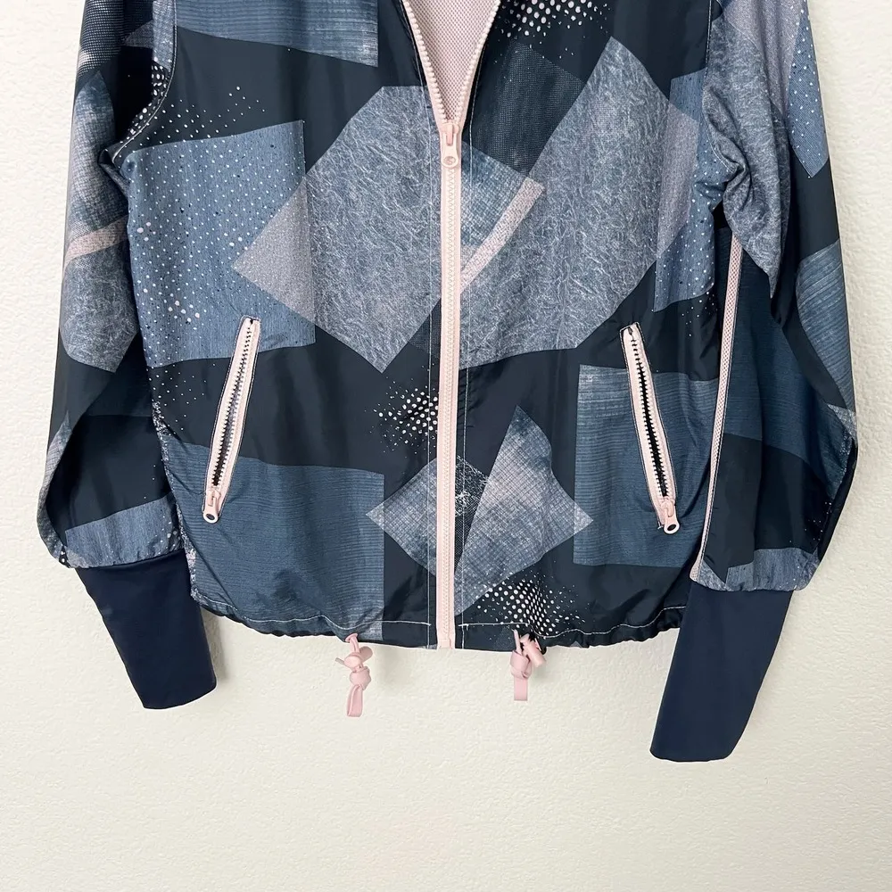 [ZYIA Active] Blue Pink Zip Up Hooded Windbreaker Jacket Thumbholes Size Small S - Image 7