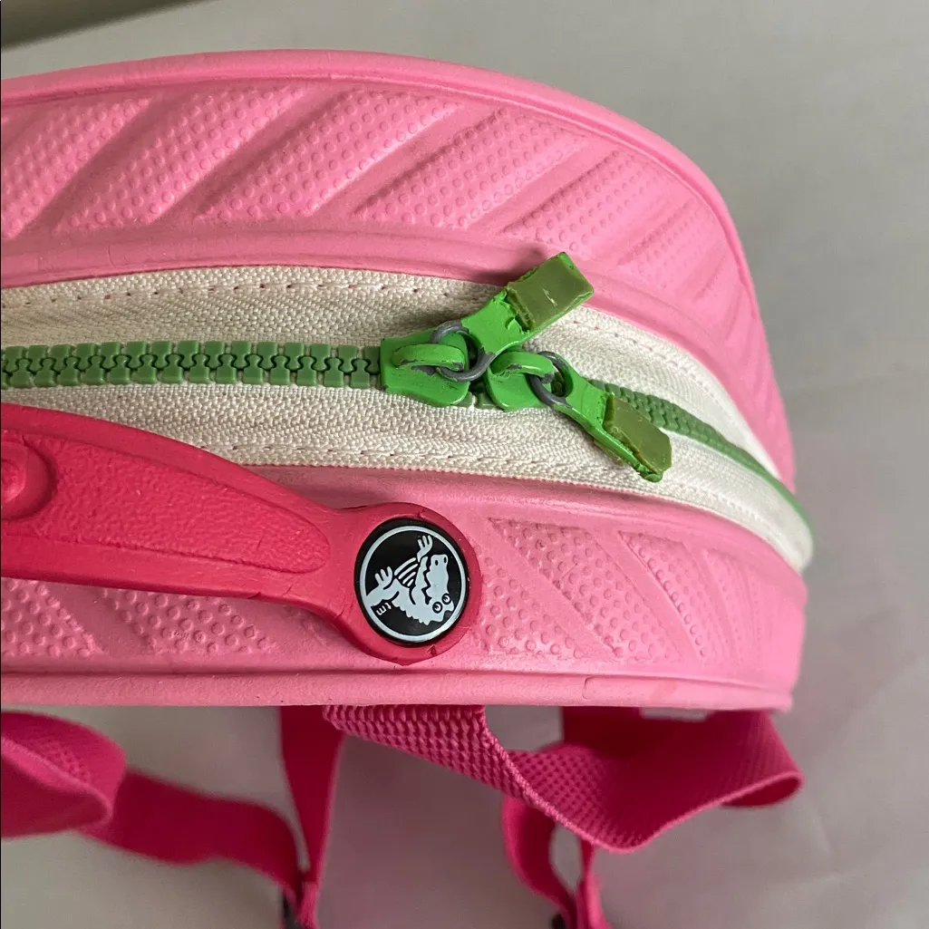 Crocs Mini Backpack Pink Floral Green Zipper Kawaii Flowers Book Bag Rare VHTF - Image 11