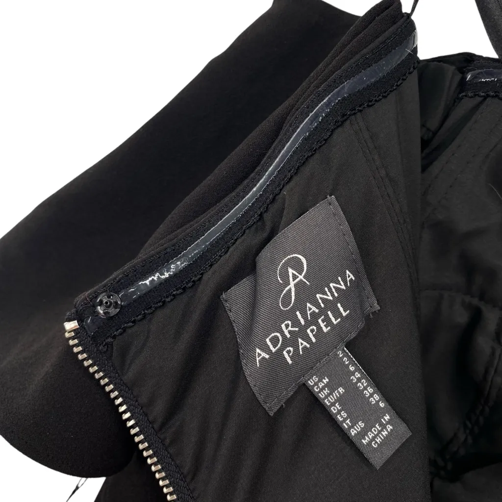 Adrianna Papell Black Off Shoulder Crepe Flounce Bodice Gown New - Image 11