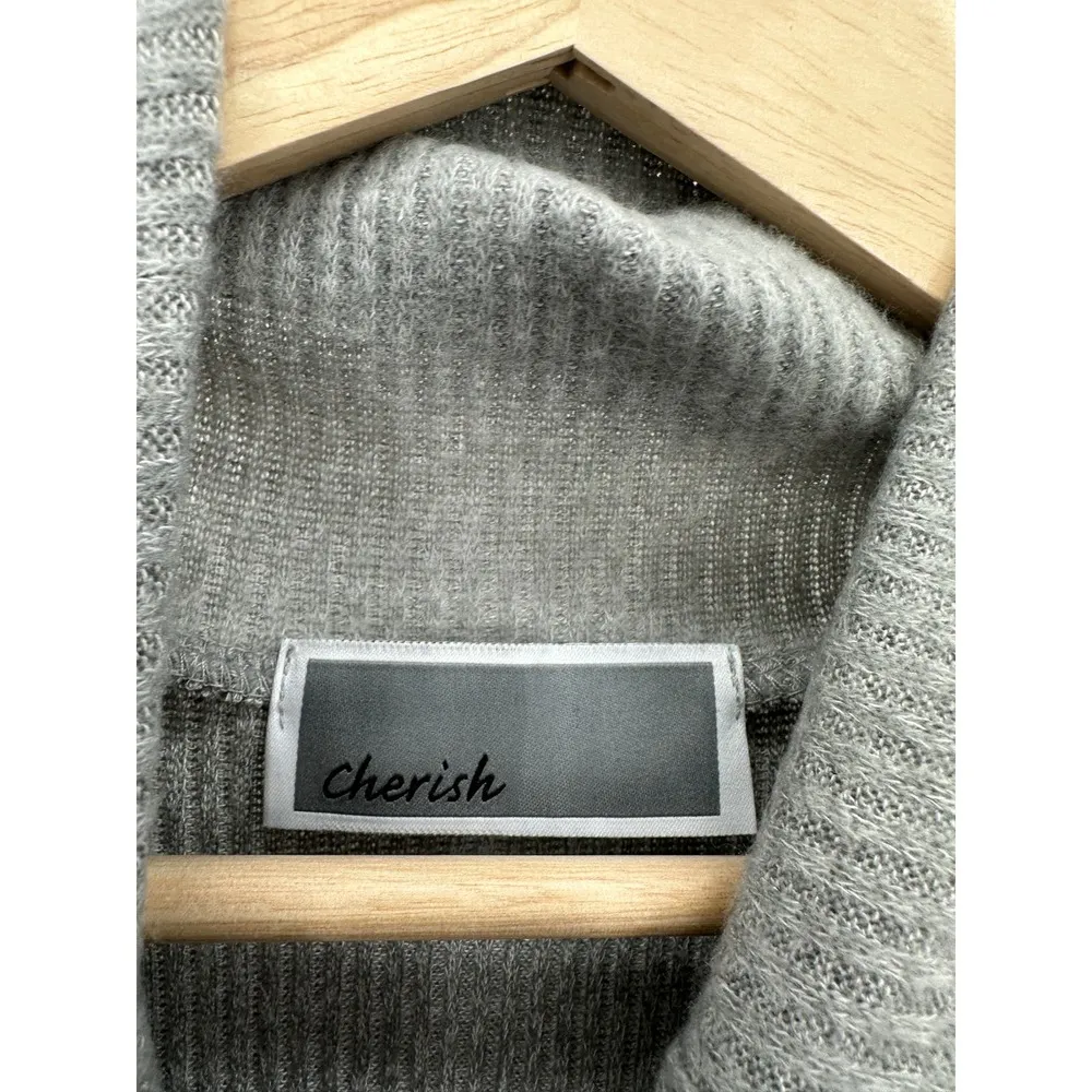 Cherish Grey Cowl Neck Long Sleeve Knit Pullover Sweater Women's Size Large L - Image 5