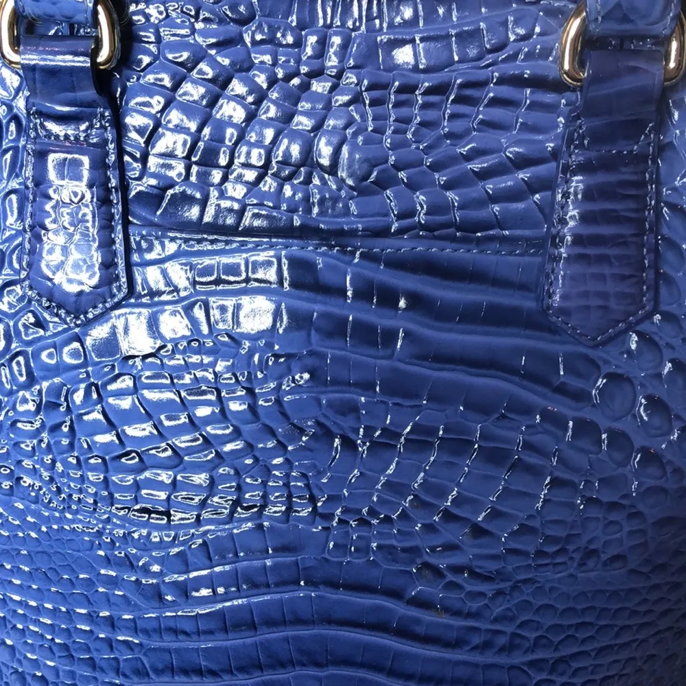 BRAHMIN Cobalt Blue Crocodile Embossed Large Leather Duxbury Crossbody Satchel - Image 14