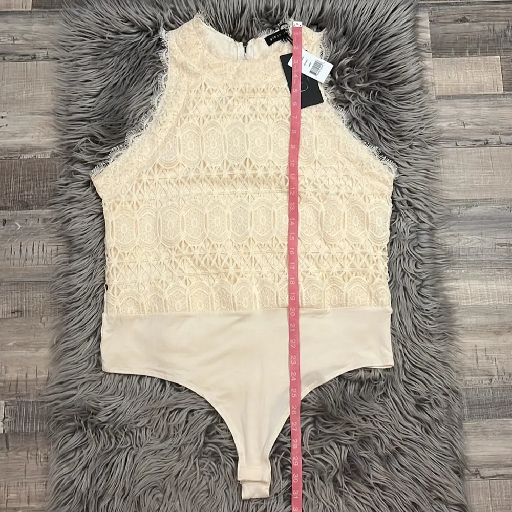 NWT Gibson Look guipure eyelash lace high neck sleeveless bodysuit top L Size L - Image 6