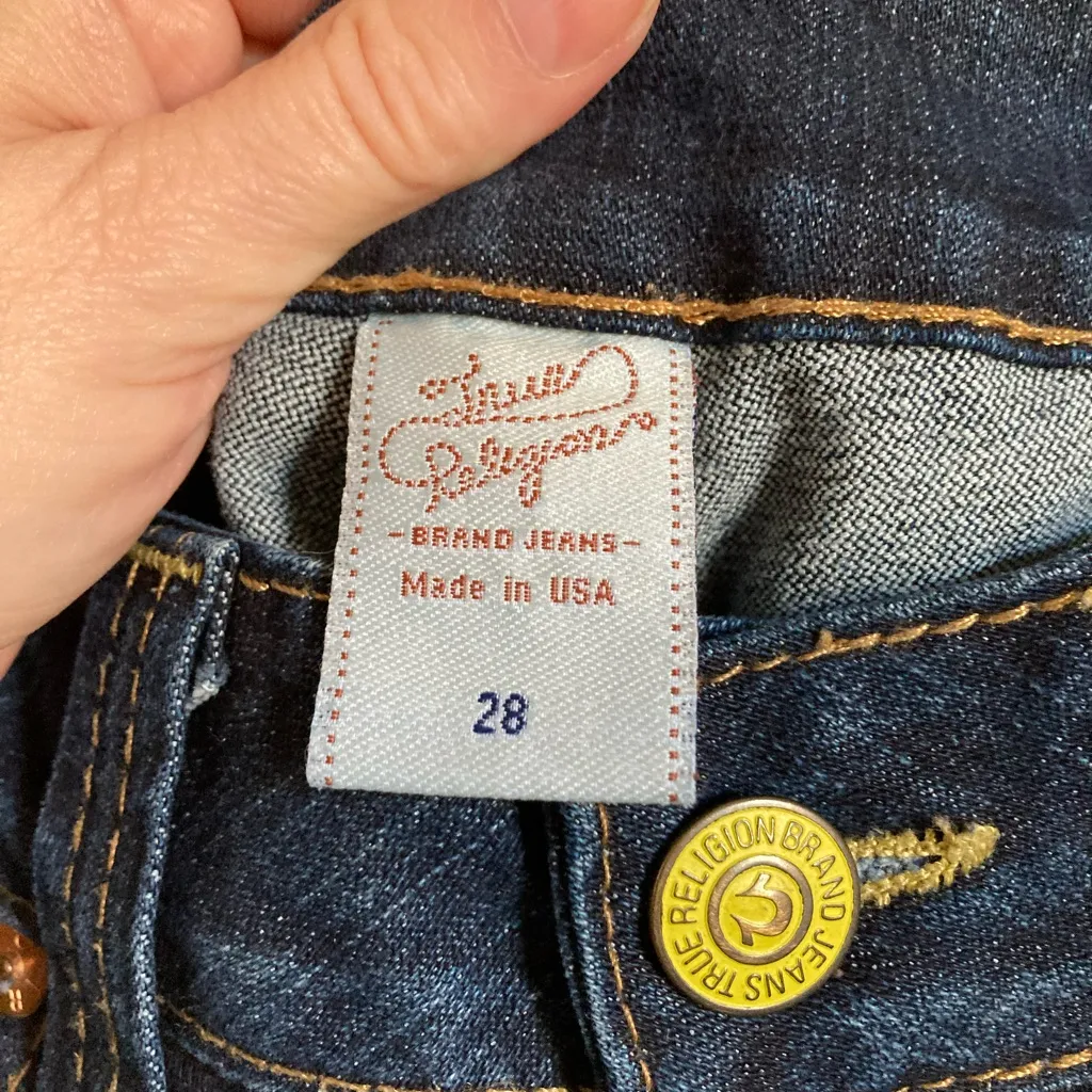 True Religion Dark Wash Joey Twisted Leg Flare Bell Bottom Denim Jean’s#Br - Image 2