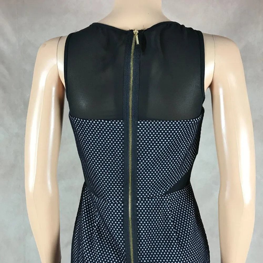 KENSIE Black/White Spotted Textured Illusion Mesh Sheath Dress XS - Image 4