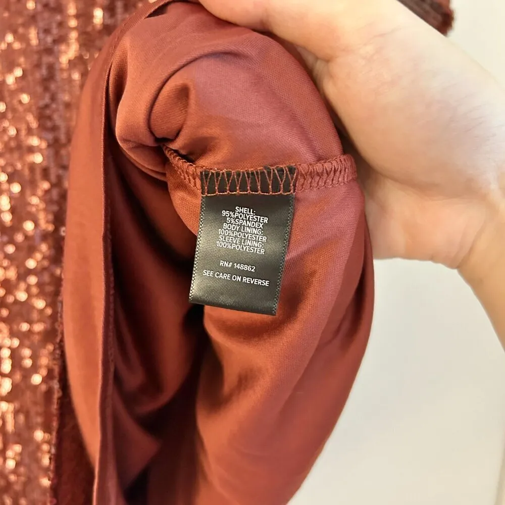 Torrid  Sequin Ruched Sleeve Top in Rust Red Size 1X NWT - Image 8