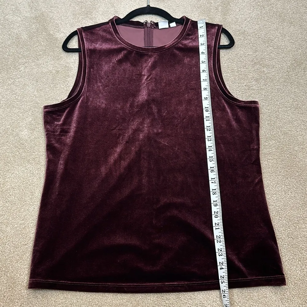 Gap Velvet Tank Top Maroon Vamp Red Sleeveless Festive Women Size Large Tall - Image 5