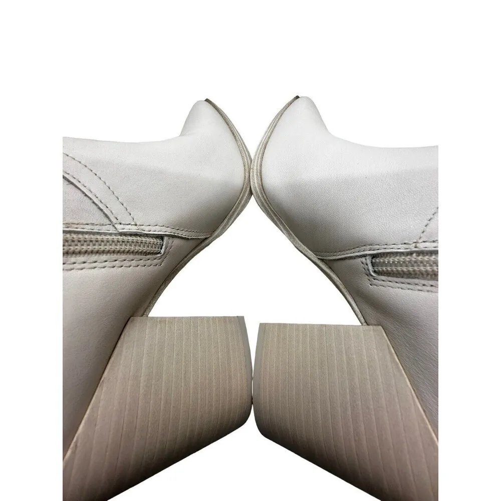 Steve Madden Cate Bone Leather Block Heel Pointed Toe Pull On Ankle Boot Size 10 - Image 8