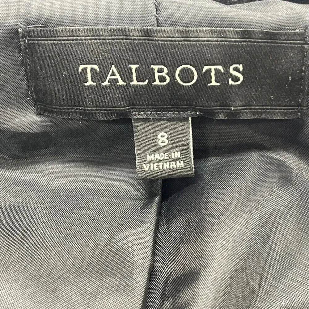 TALBOTS WOMEN'S BLACK VELOUR QUILTED BUTTON-DOWN JACKET SZ 8 Classic Preppy - Image 6