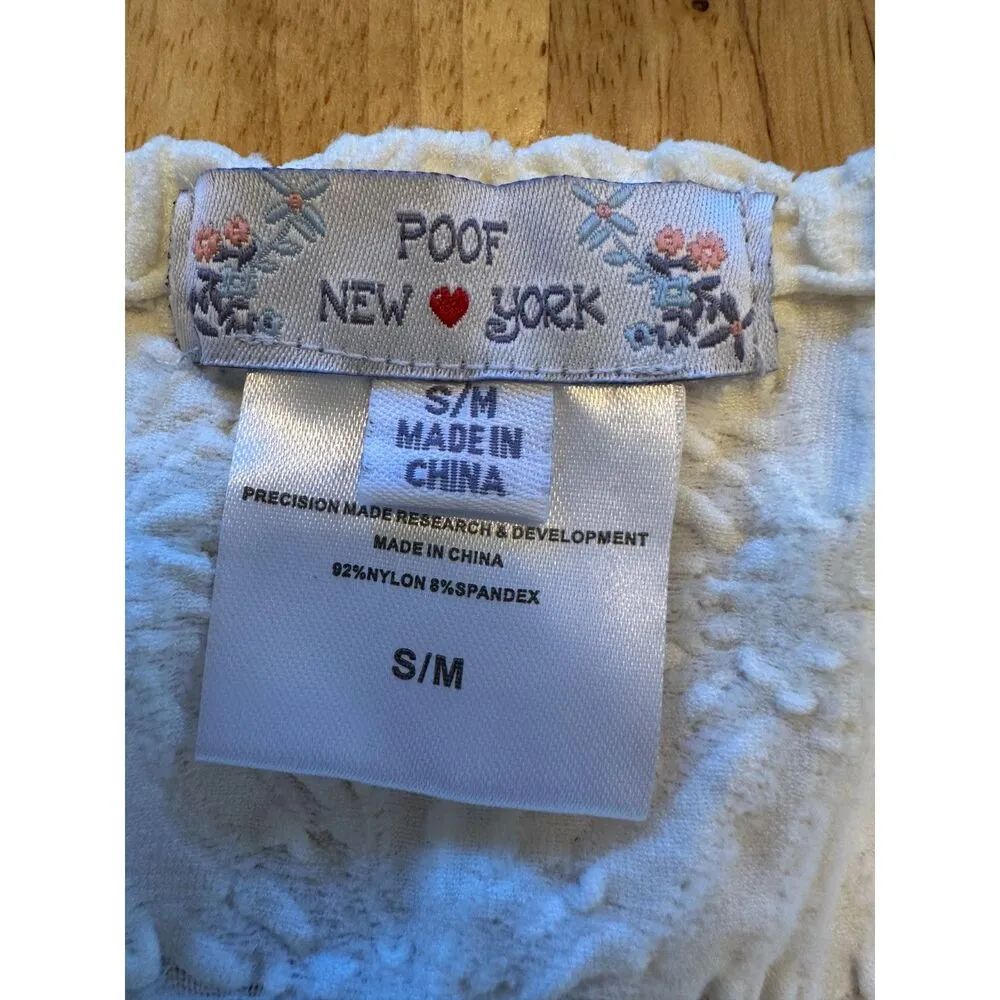 Vintage Poof NY White Embroidered Top Size S/M - Image 6