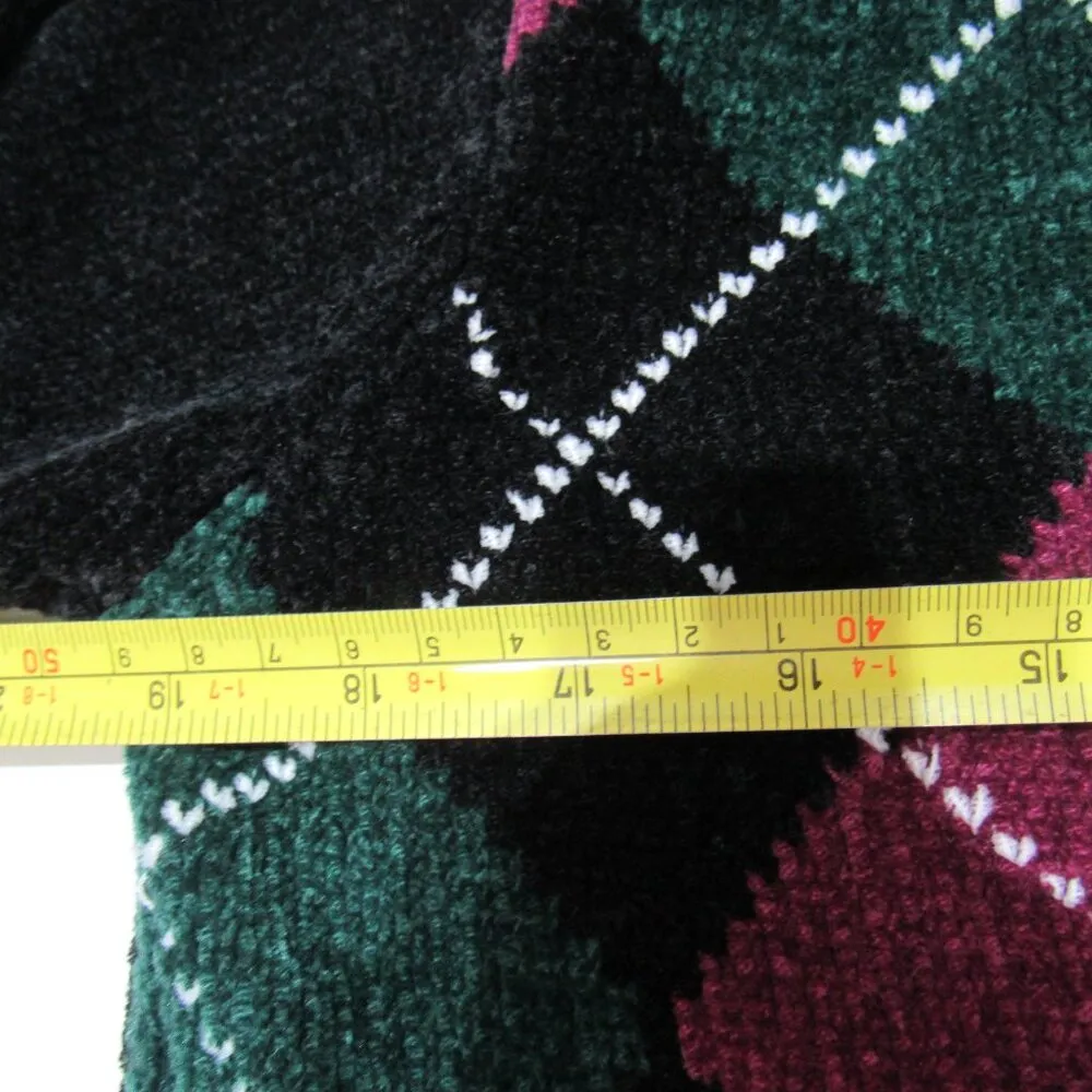 VTG  Womens Cardigan Zippered Sweater Tweed Preppy Checker Black M - Image 5