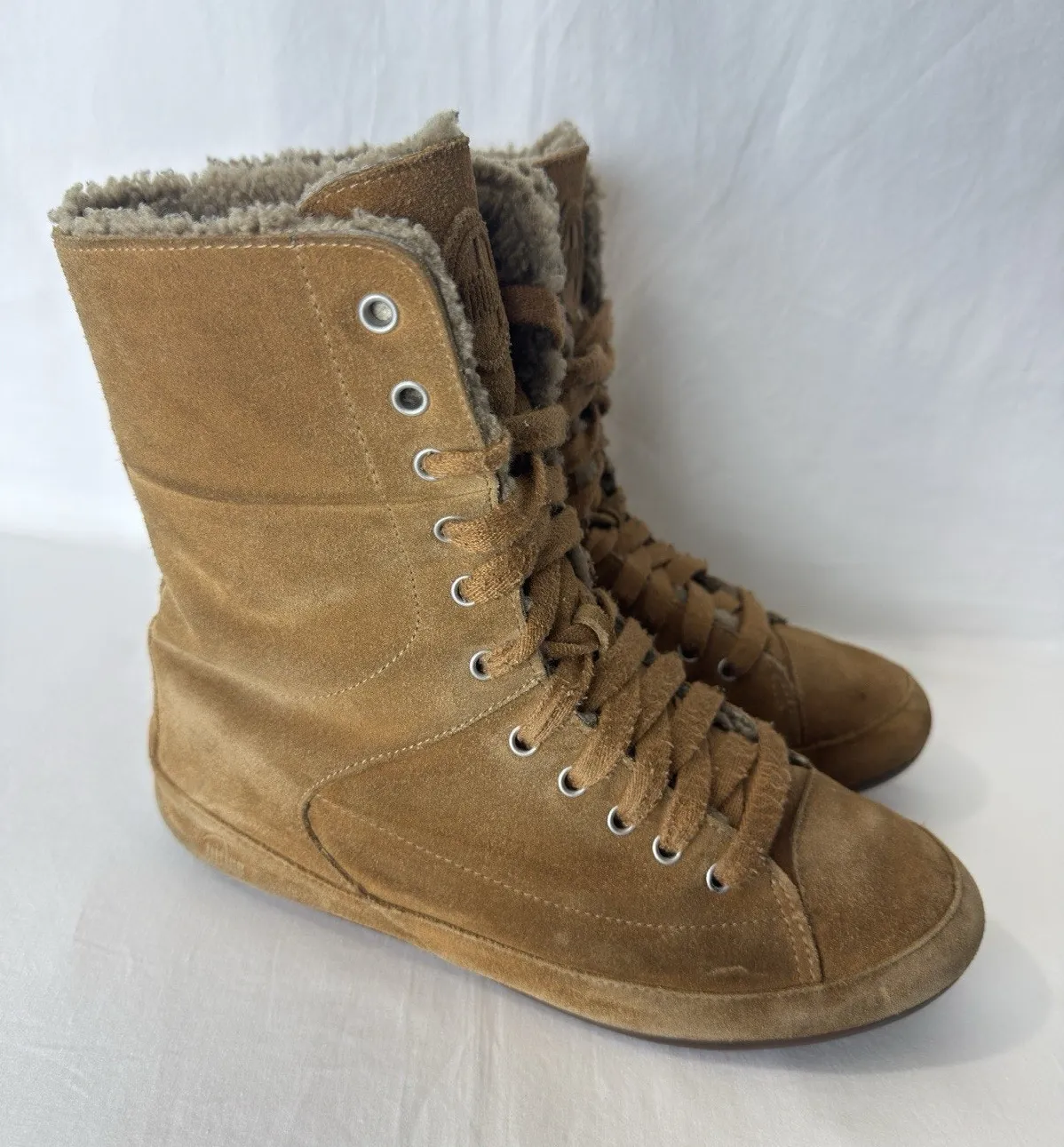 FitFlop Polar Winter Boots for Women’s Mid-Calf Brown Suede with Laces, Size 8 - Image 1