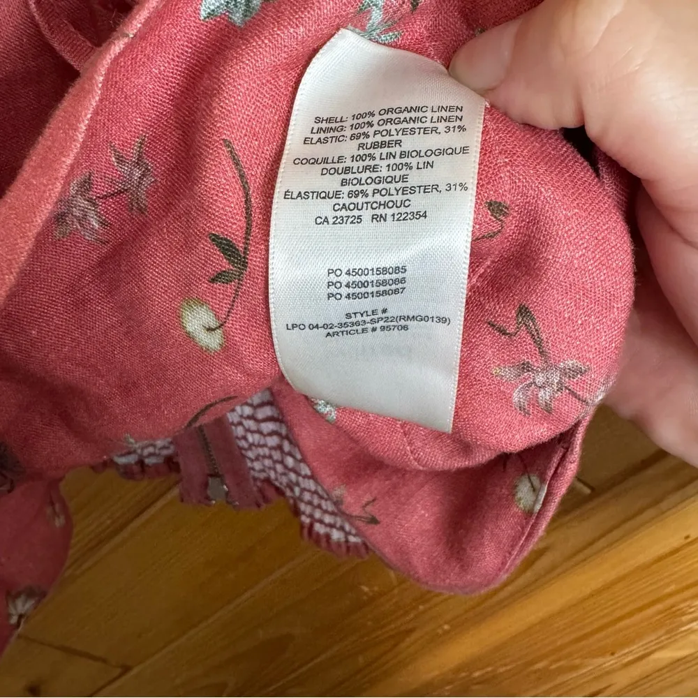 Floral Ruffle Linen Trim Top in Pink Size XS - Image 5