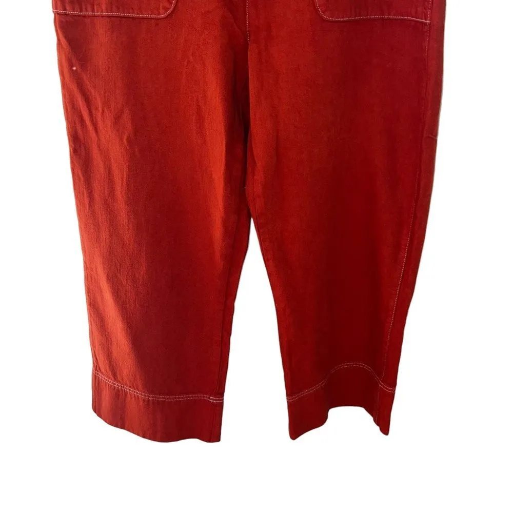 Roller Rabbit Elle Twill Wide Leg High Rise Cropped Pants Terra Cotta 10 NWT - Image 6
