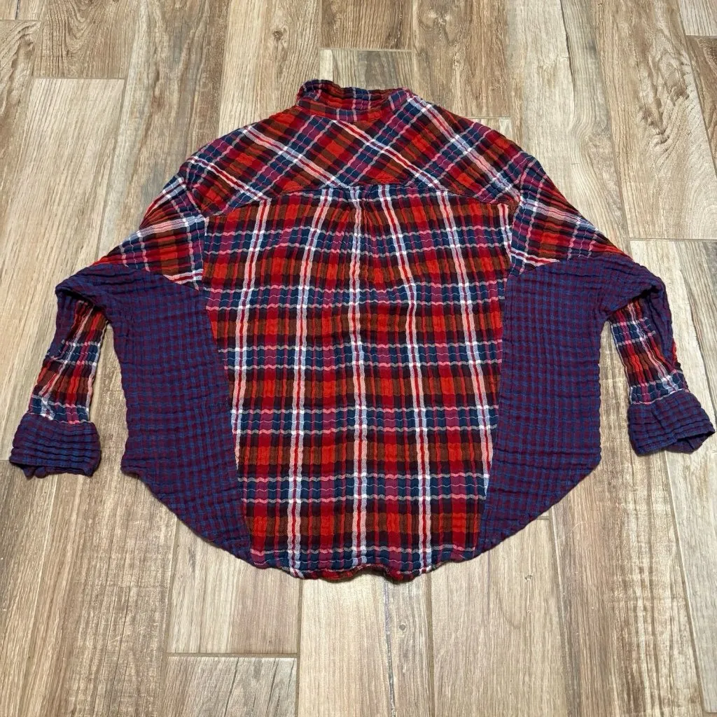 Free People One Of The Guys Cotton Plaid Shirt - Image 4