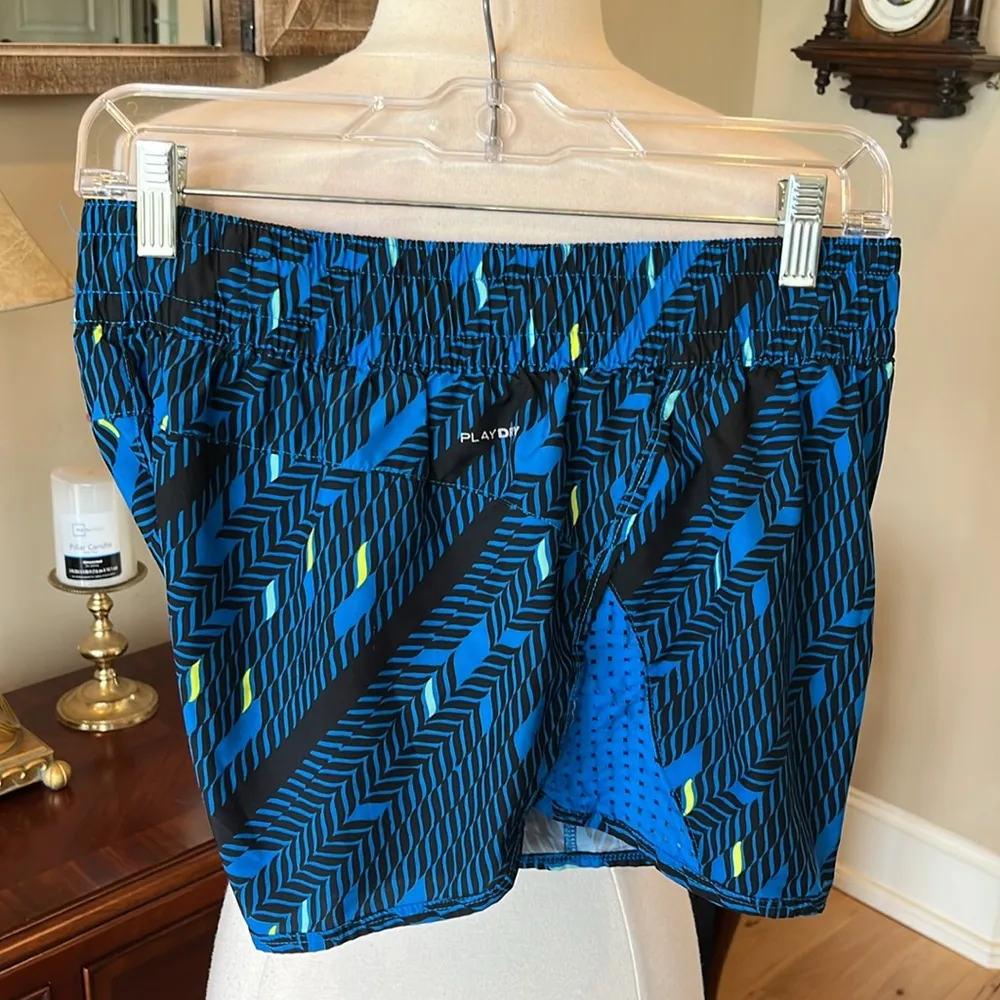 Colorful Royal Blue Black Print Performance Athletic Shorts - Image 11