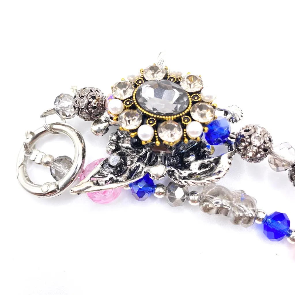 🩶🩷💙 Luxury Bag/Phone Chain Charm/Keychain COLORFUL FLOWER BOUQUET Bling Crystals - Image 8