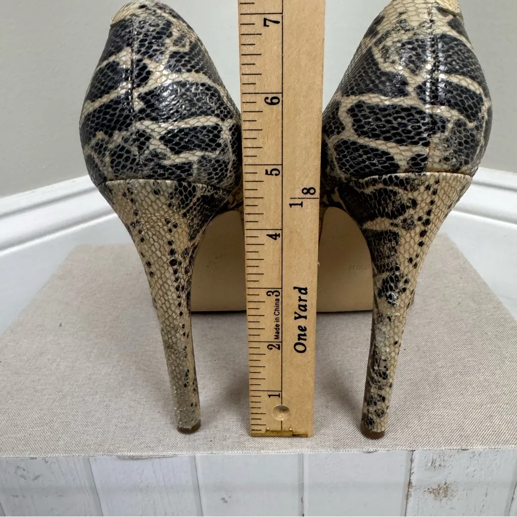 KELSI DAGGER OPEN TOE, Black Leather Snake skin High Heel, Laisey Pumps Sz‎ 8.5 - Image 7