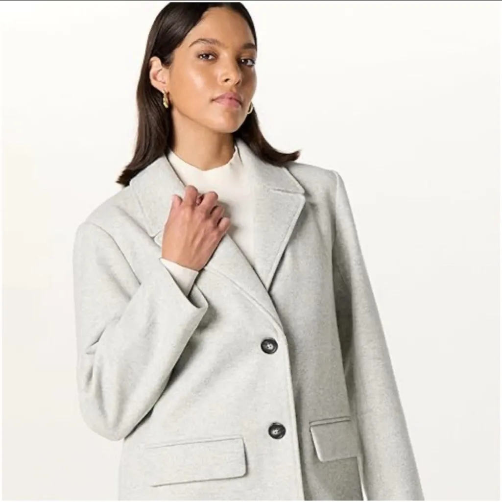 The Drop Long Gray Coat 2XL | Button Front | Minimal Chic | Plus Size Size XXL - Image 4