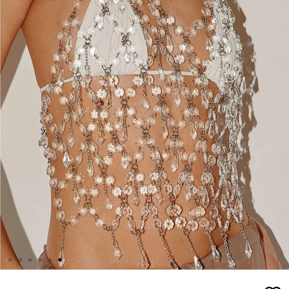 Peppermayo Crystal Embellished Crop Top - Silver and White - Image 2