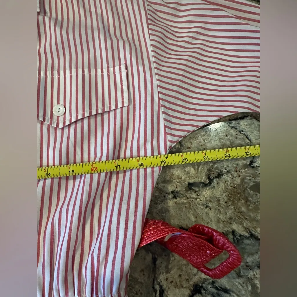 Vintage Shirt Dress Red & White Stripe EJM Ltd Size 11 - Image 11