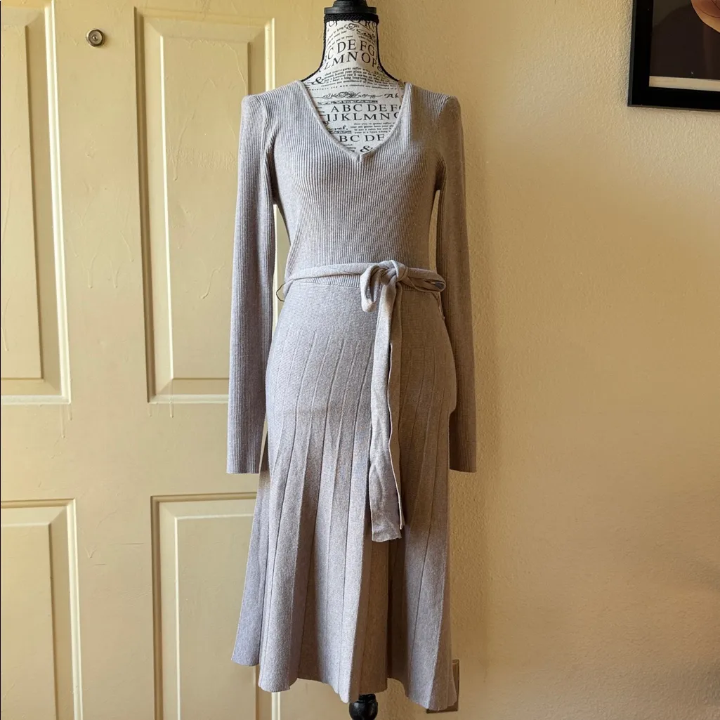 Siren Lily  Taupe Long Sleeve Dress - Image 5