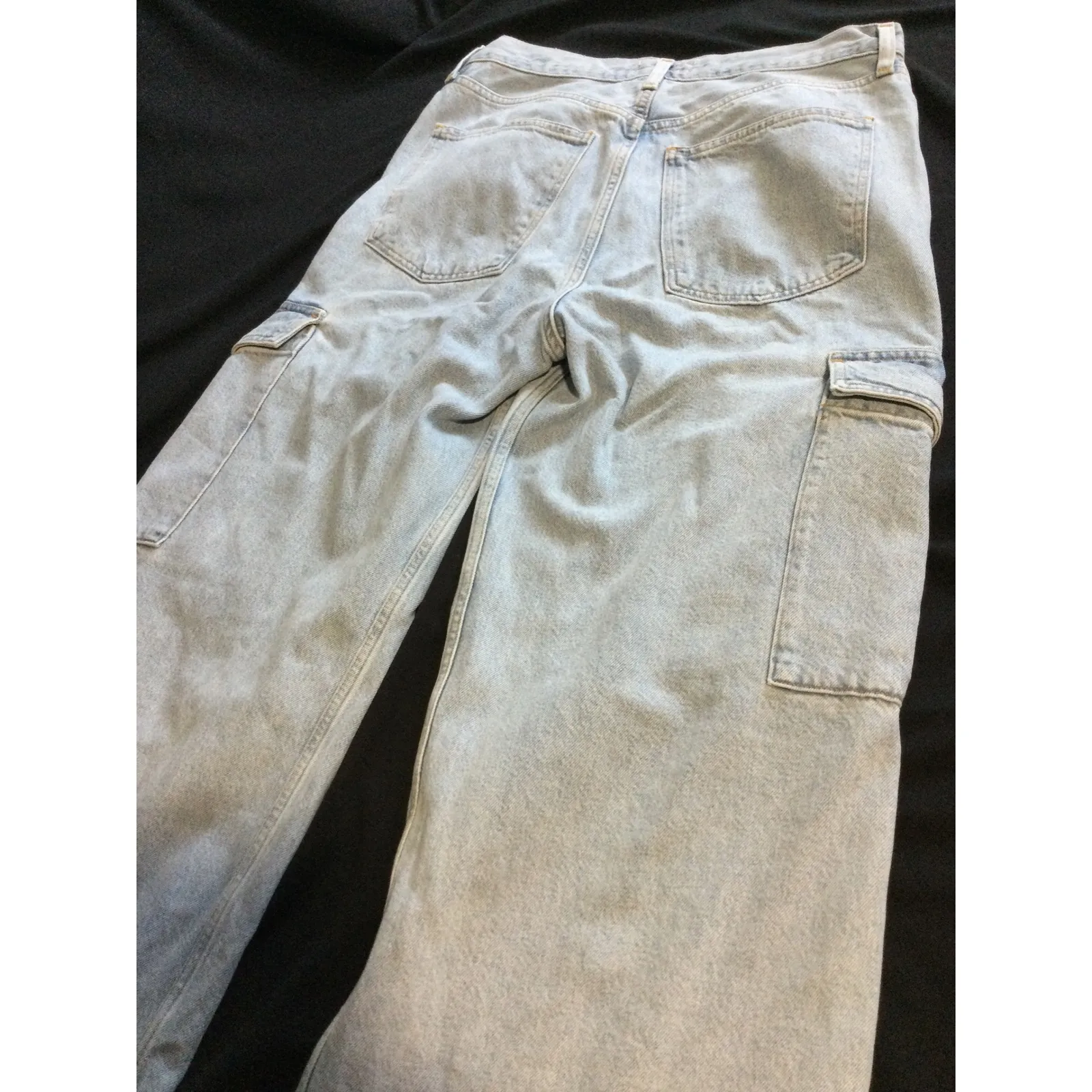 Windsor Light Wash Wide Leg Cargo Jeans High Waist Denim Utility P size‎ XS - Image 3
