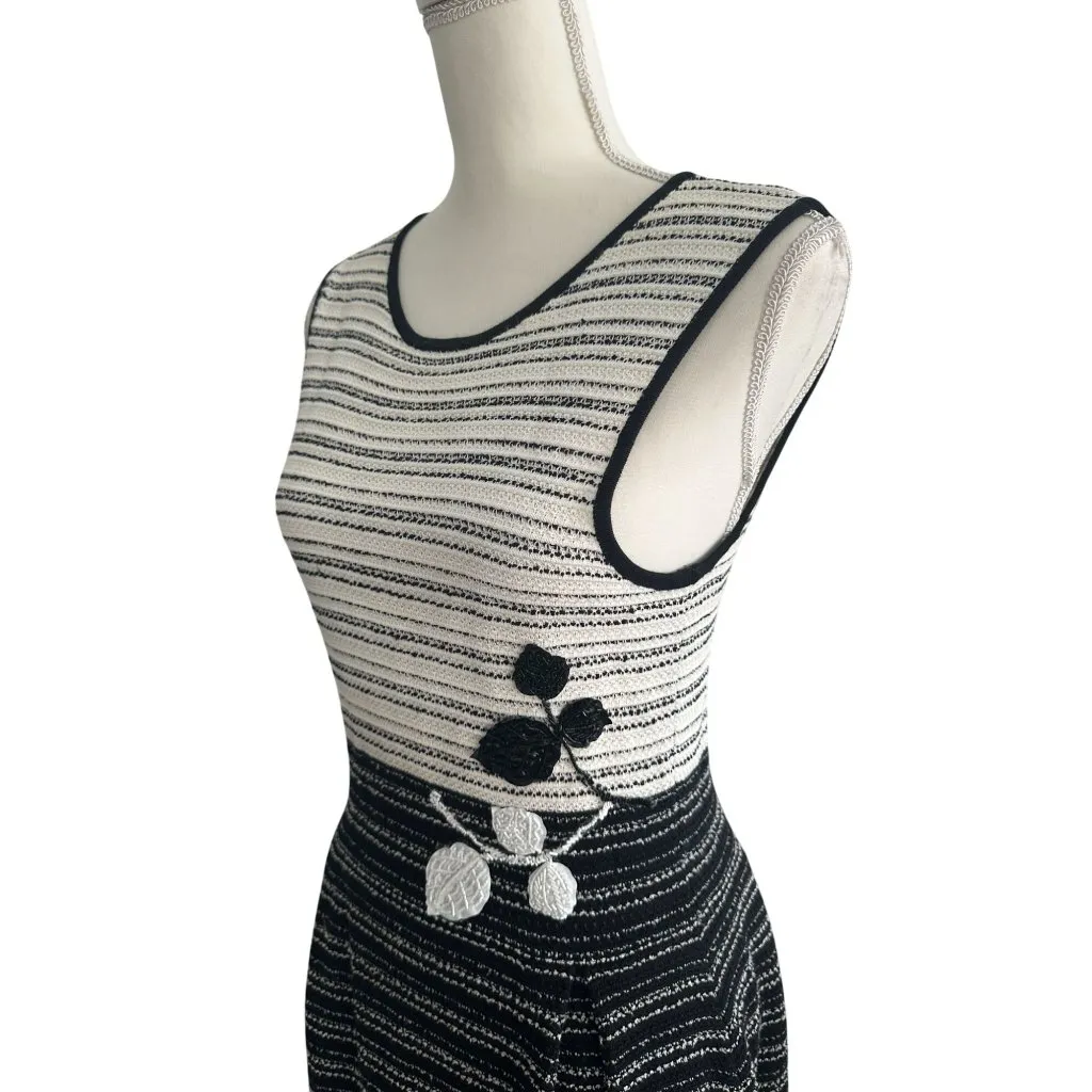 CAROLINA HERRERA Colorblock Knit Floral A Line Dress Size Medium - Image 5