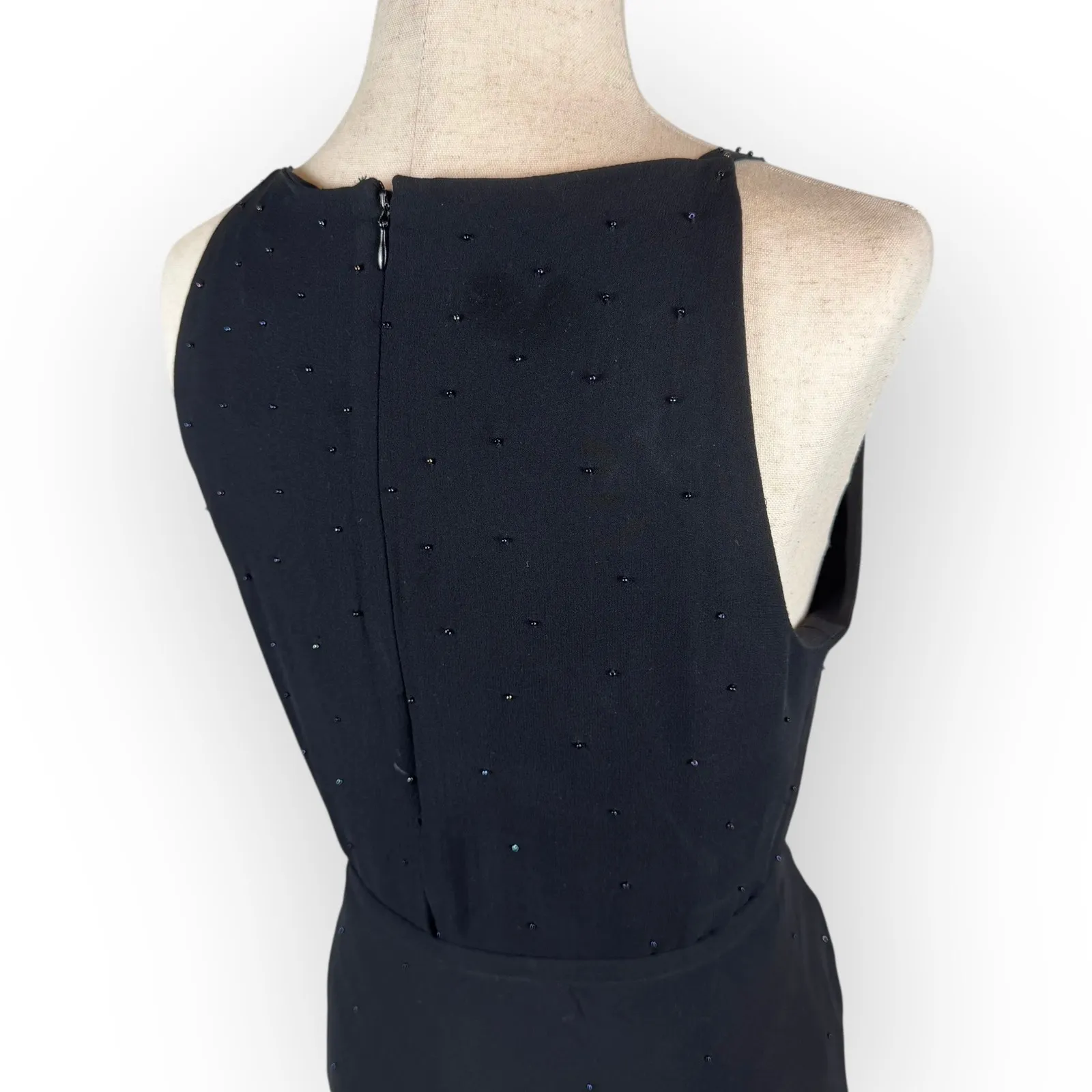 Vintage 90's 2PC Beaded Black Silk Skirt Outfit Size 2/4 - Image 10