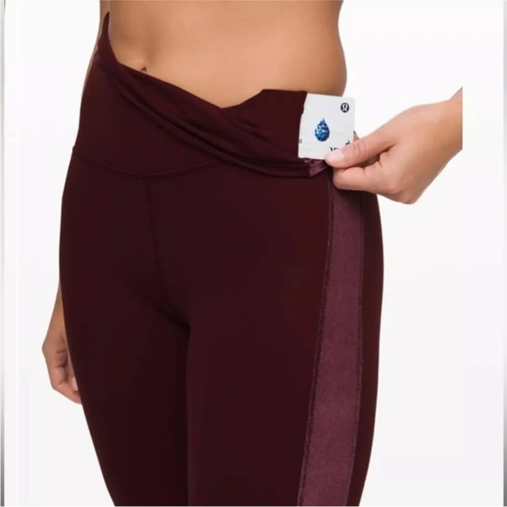 Lululemon Align Super High Rise Velvet Stripe Leggings, Garnet Red, Women's 4 - Image 3