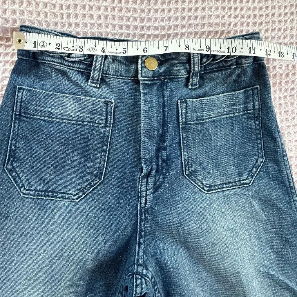 H&M braided high waist with front back patch pockets retro flared jeans size 0 - Image 4