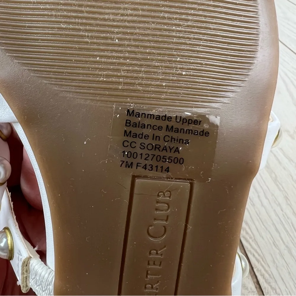 Deal Charter Club Women's Soraya Faux Pearl Flat Sandals 7M White $65 - Image 5