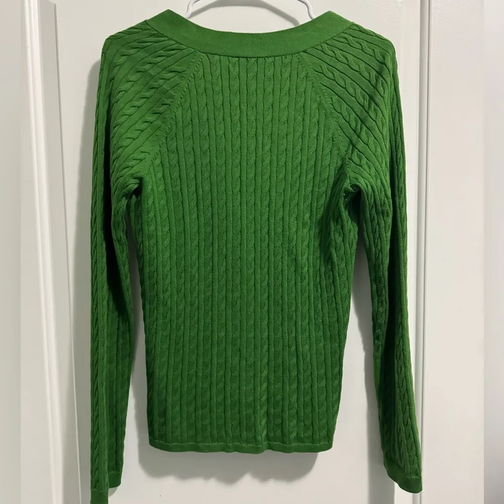 Talbots Green Cable Knit Cardigan Button Sweater Women’s Size Medium button down - Image 4