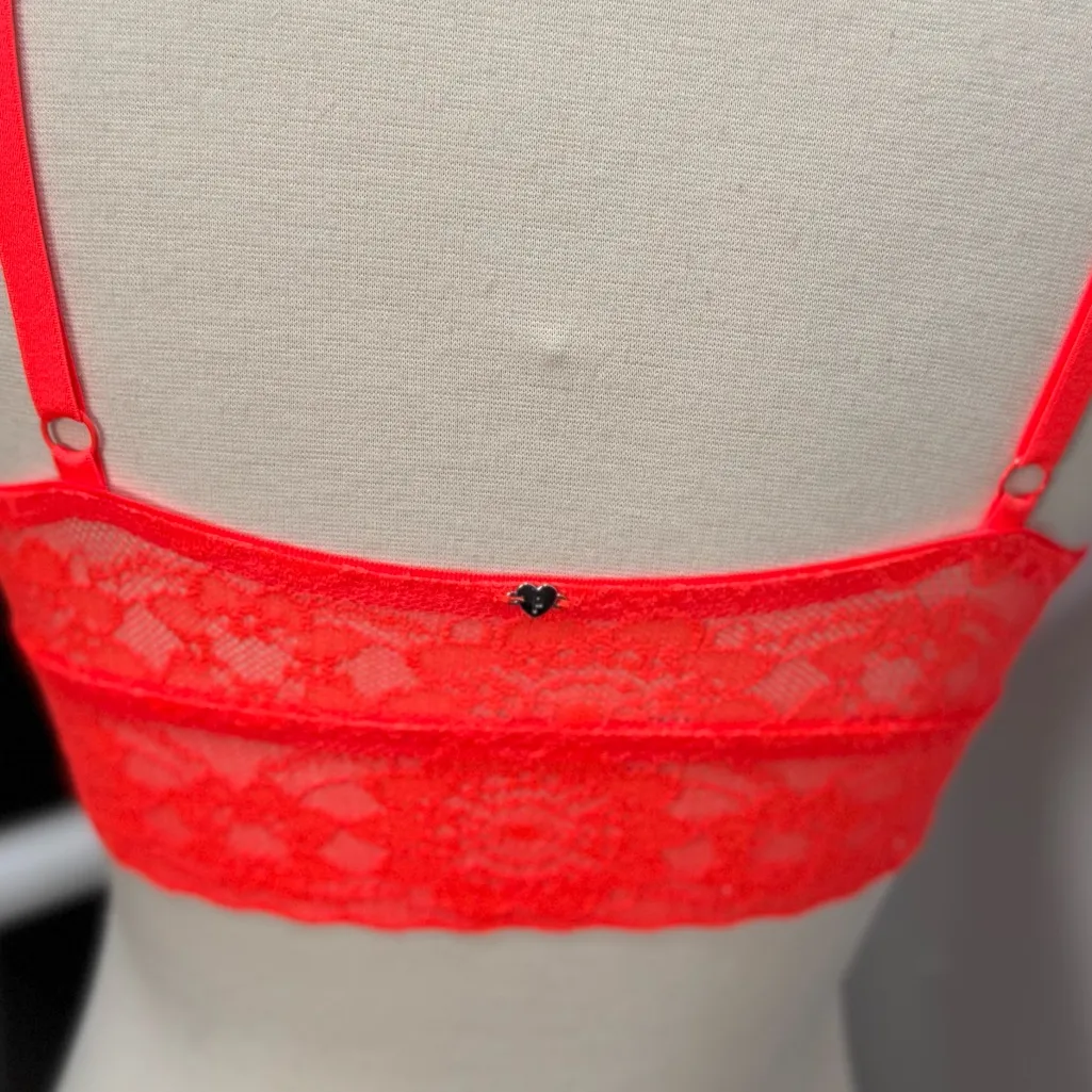 Victoria's Secret PINK Vibrant Orange Lace Push-up Bralatte - Image 6