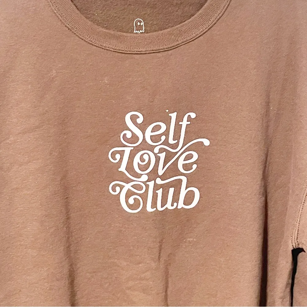 Lonely Ghost Size Medium Brown Self Love Club Crewneck Pullover Sweatshirt - Image 2